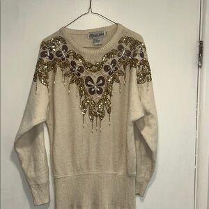 Vintage Elegant Cream Sweater Dress